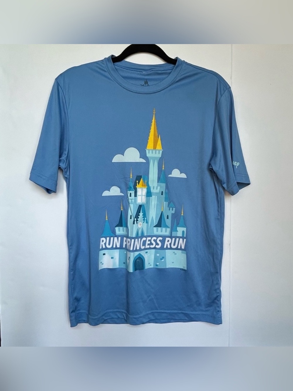 Run Disney Cinderella Light Blue "RUN PRINCESS RUN" Short Sleeve T-Shirt Size S